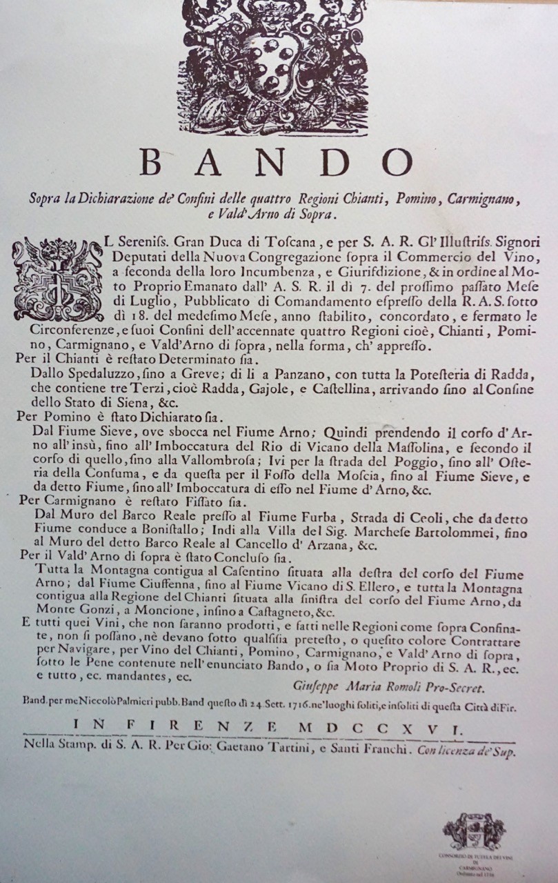 Das Weingesetz von 1716 in der Originalansicht: Drei der hierin genannten Gebiete werden wir nun 300 Jahre später besuchen.